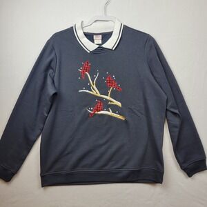 Vintage Adrian Delafield Collared Cardinal Sweatshirt‎ Large Grandma Cottagecore